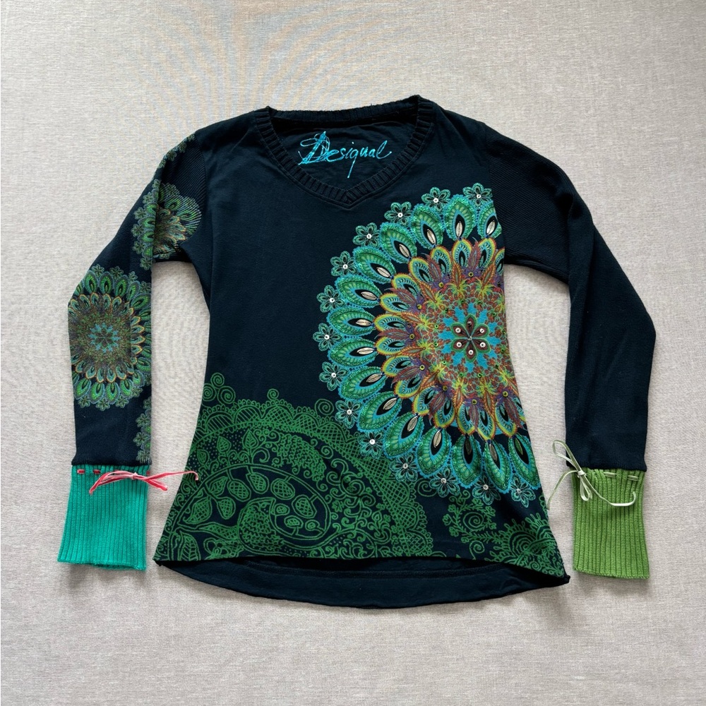 Desigual navy peacock sweater. - Picture 2 of 9